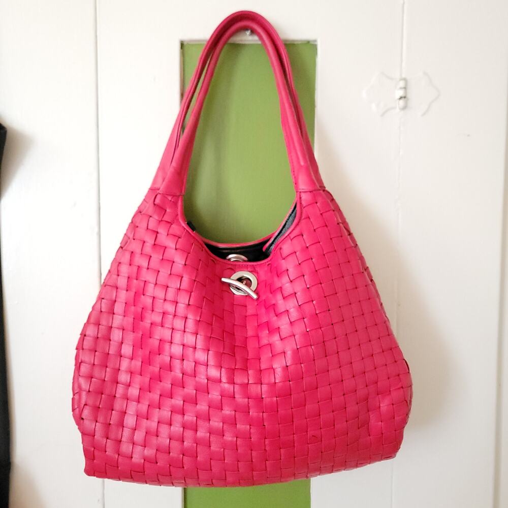 Fontanelli Woven Cherry Reversible Leather Tote